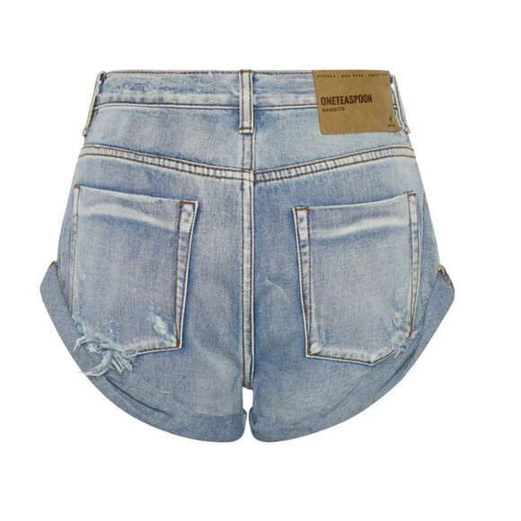 $110 One Teaspoon Bandits Low Waist Denim Shorts Hendrixe Blue Sz 22 - Picture 11 of 11